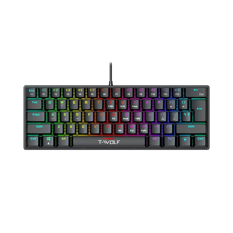 T-WOLF T61 63-key wired mechanical gaming keyboard | Trendex