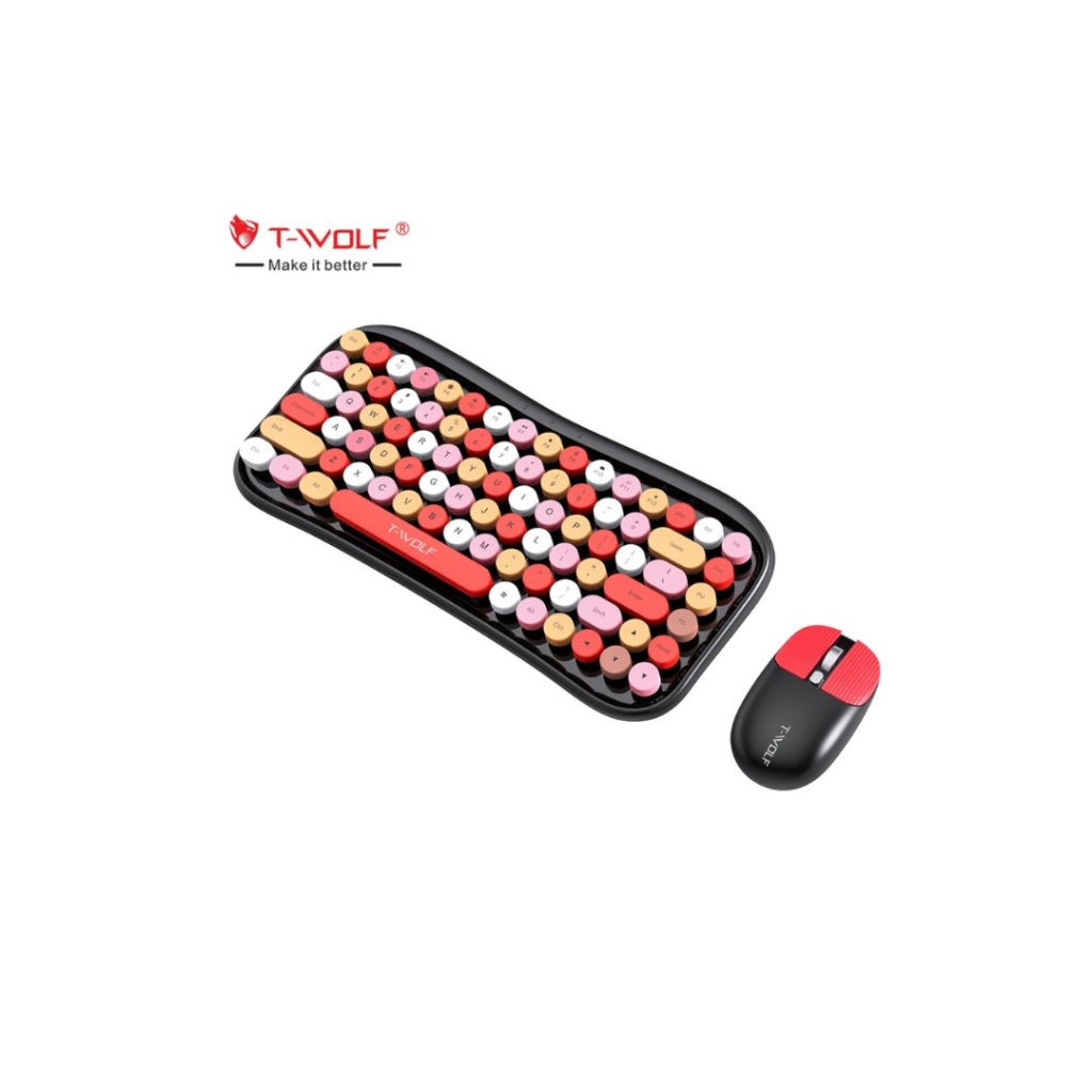 T-WOLF TF660 dual-mode wireless keyboard and mouse set Black Red