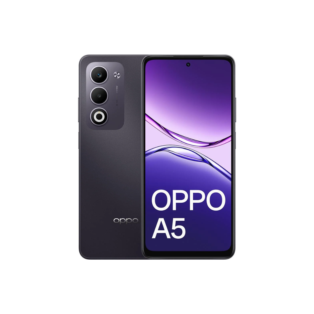 OPPO A5 Midnight Purple front and rear view